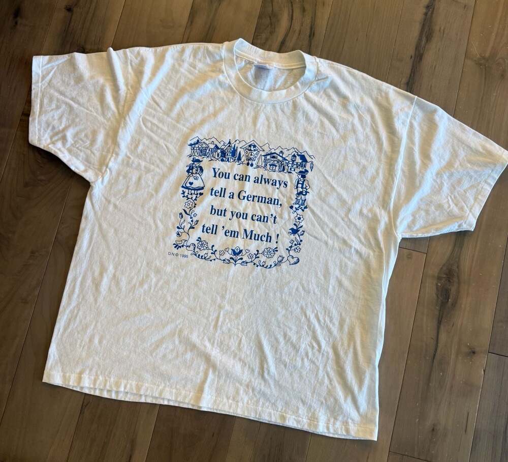 Vintage 1995 Hanes Graphic T-Shirt German Quote White XXL Single Stitch